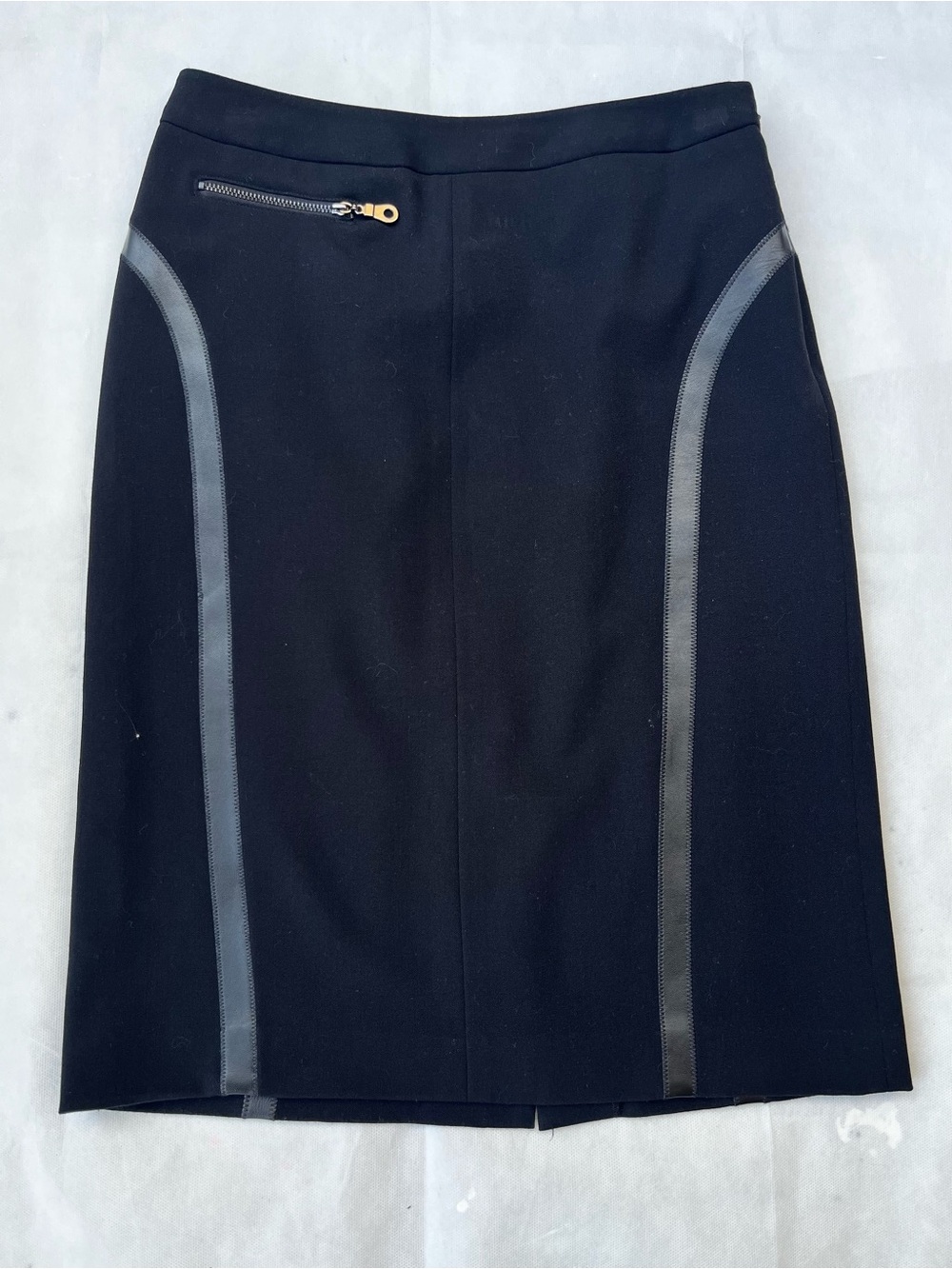 Alfani Black Pencil Skirt with Gray Trim and Zip Detail